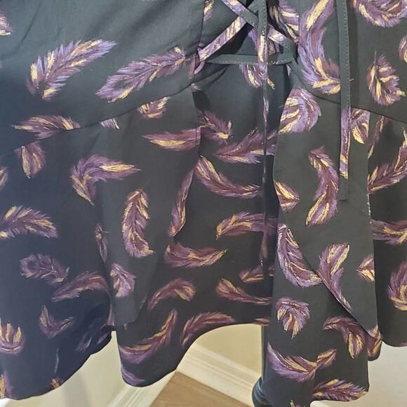 LANE Bryant Peasant Purple Black feather peplum lace front blouse plus size 24 - Picture 4 of 11